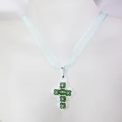Pendant 45cm - Chastity-Green jade Organza - Pendant 45cm - Laiton argenté